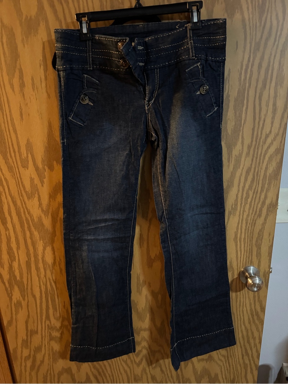Rewind Dark Blue Straight-Leg Jeans with Contrast Stitching